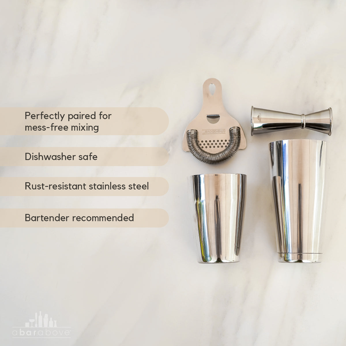 A Bar Above Stainless Steel Cocktail Shaker Set (4-Piece)