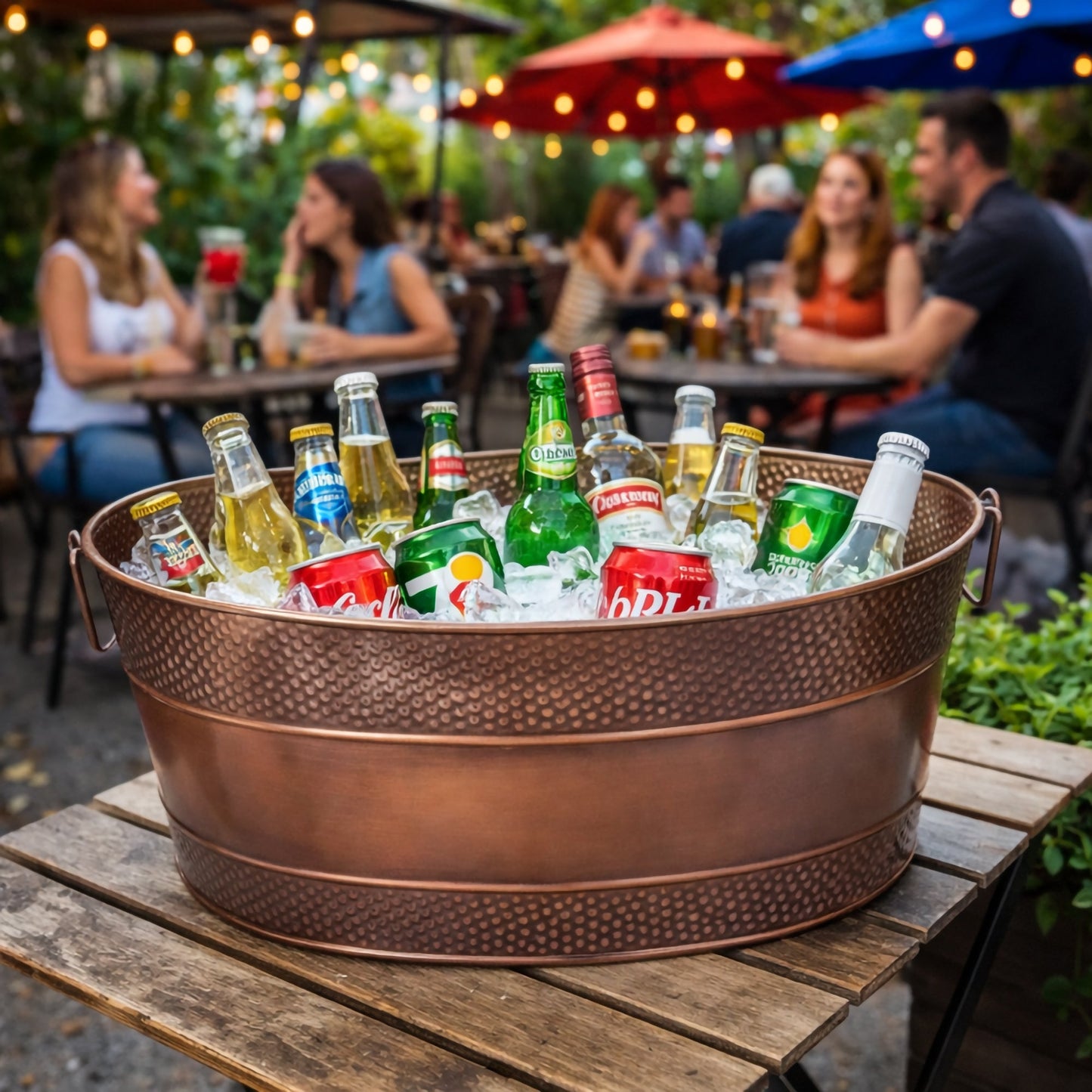 Aspen Hammered Antique Copper Beverage Tub – 6 Gallon Metal Ice Bucket for Parties | BREKX