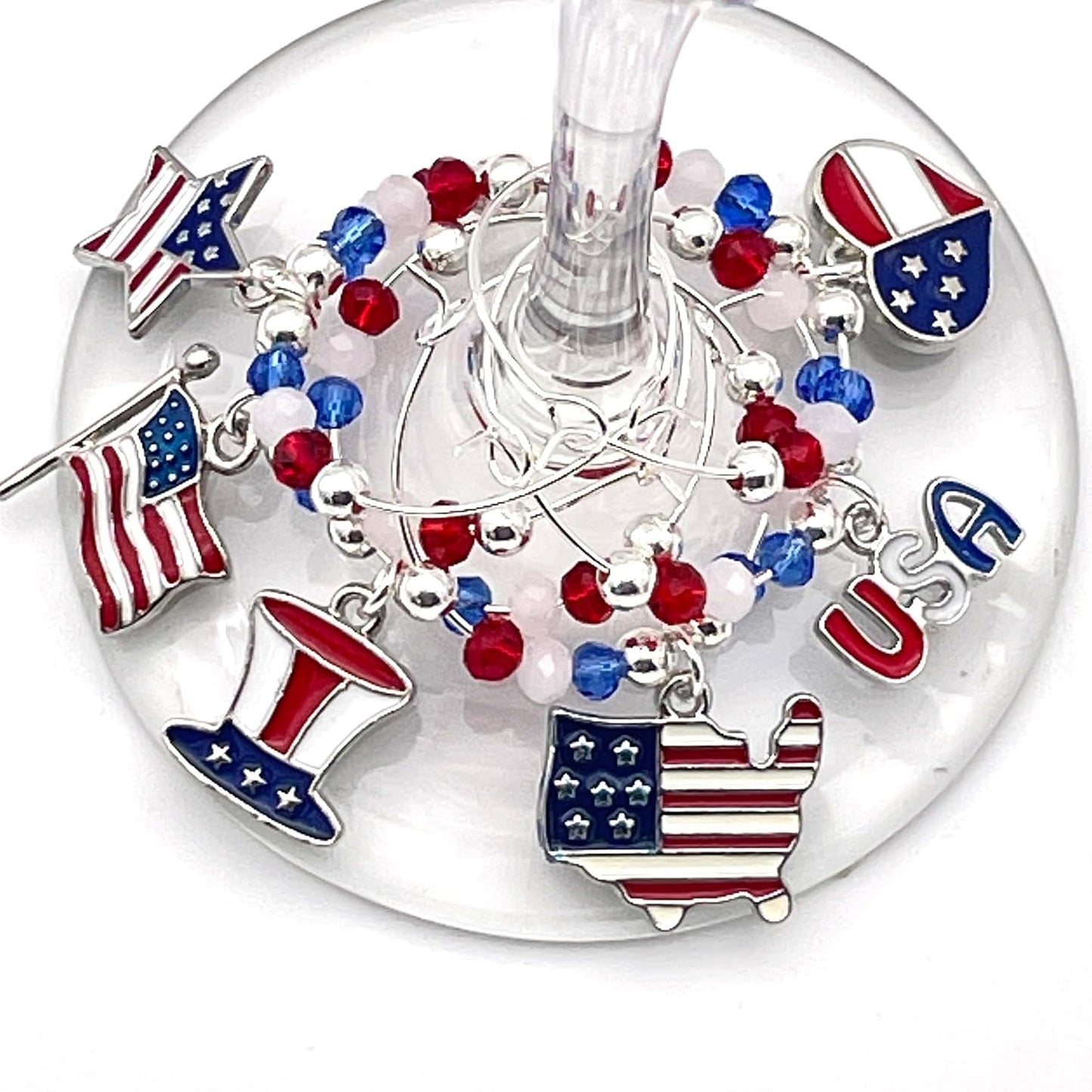 Serendipity USA Wine Charms | Stars and Stripes