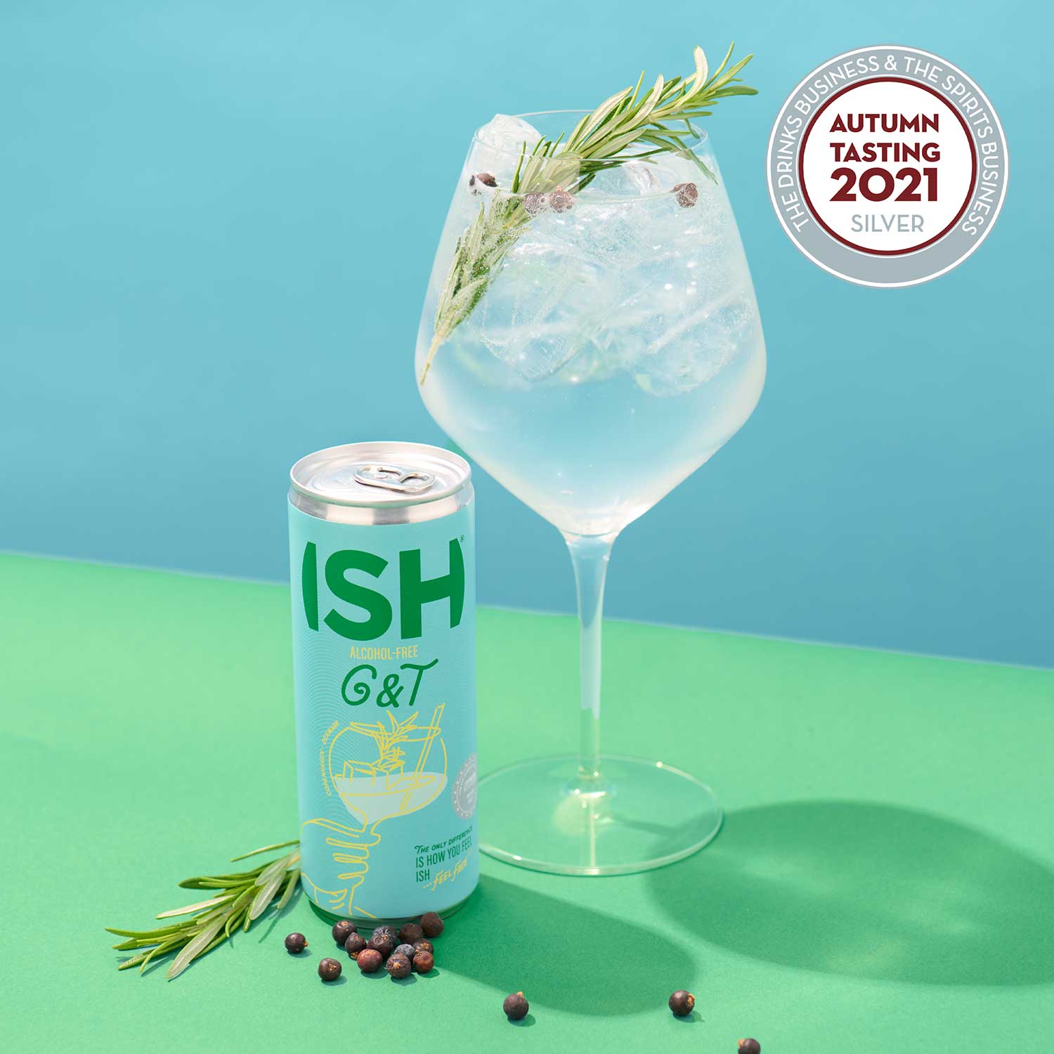ISH Gin & Tonic RTD can with cocktail in glass