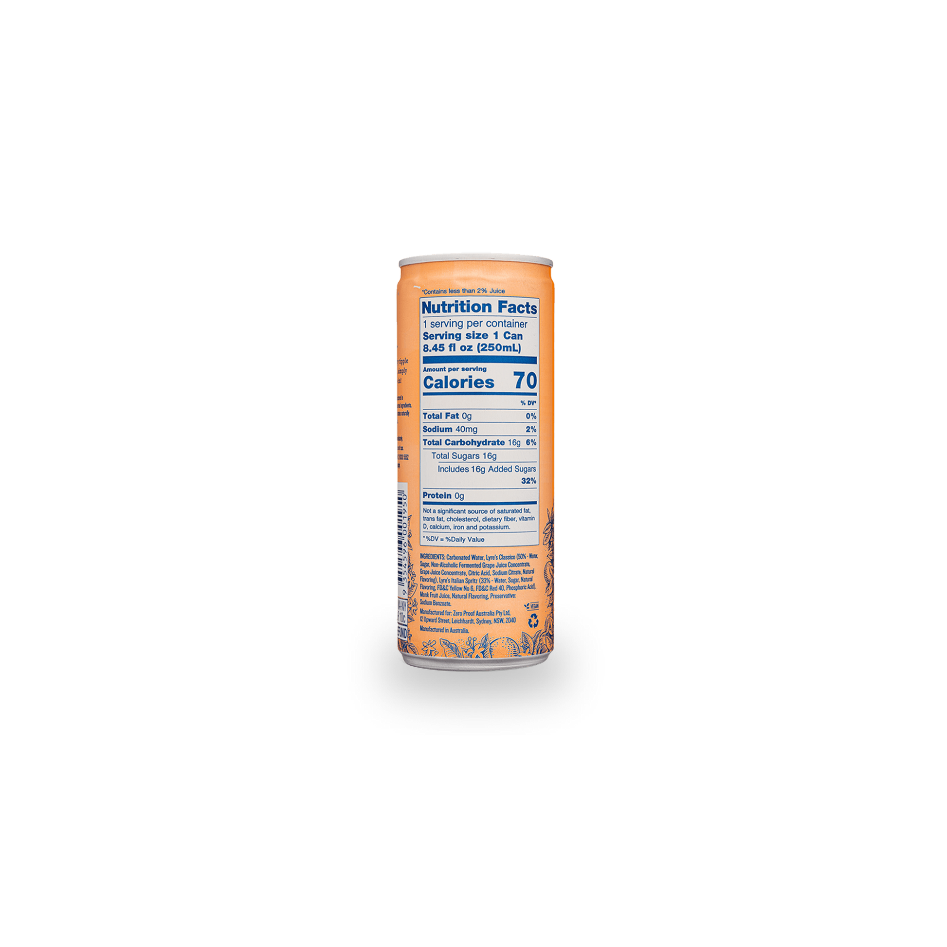 Lyre’s Amalfi Spritz Back Label