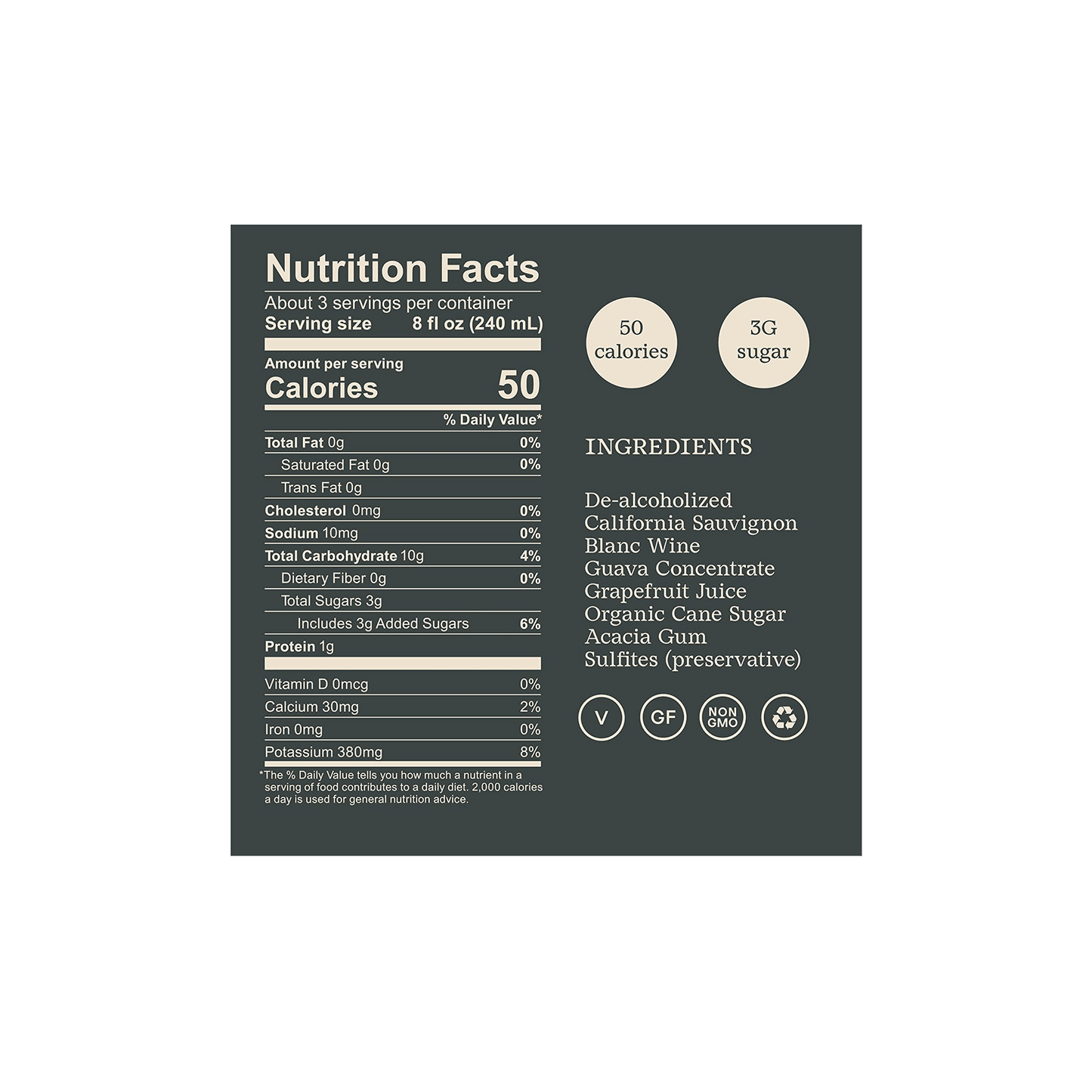 Surely Non-Alcoholic Sauvignon Blanc Wine Back Label