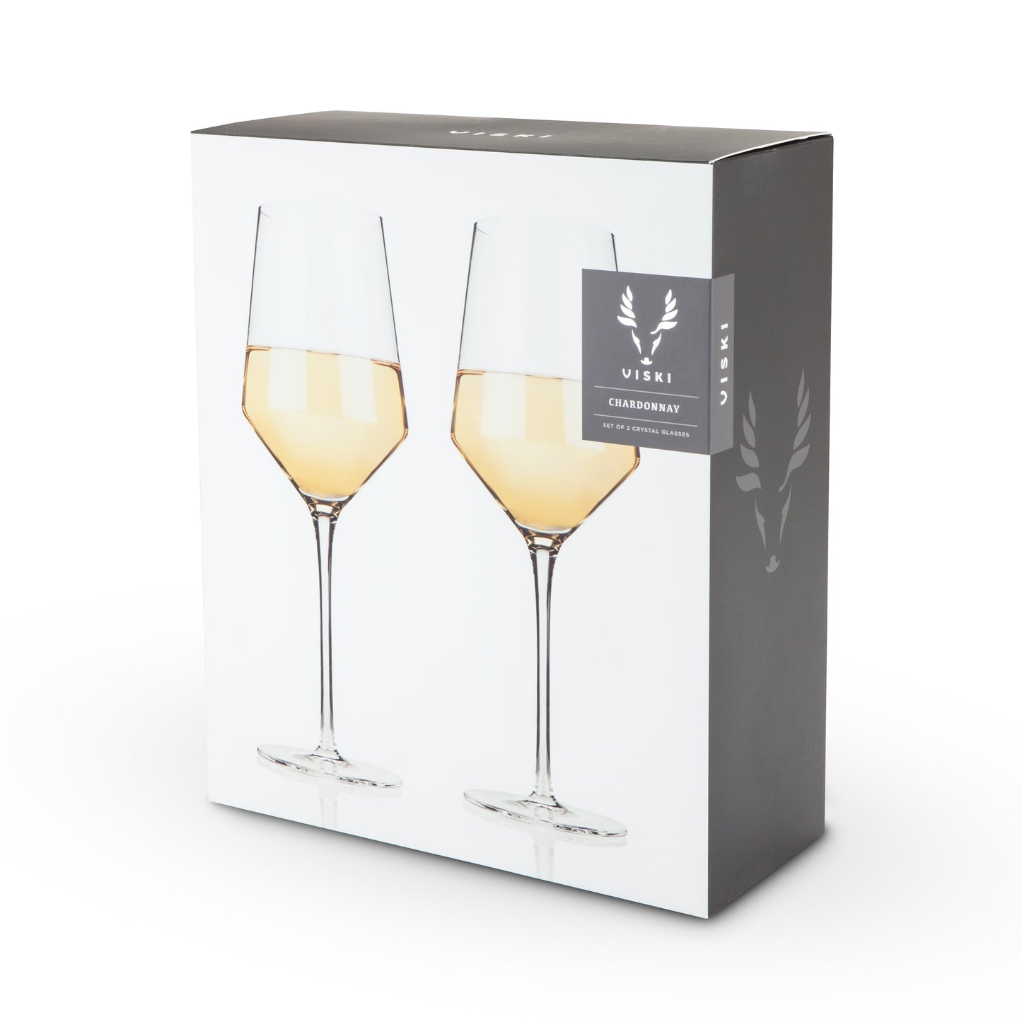 Viski Raye Angled Crystal Chardonnay Glasses Set of 2
