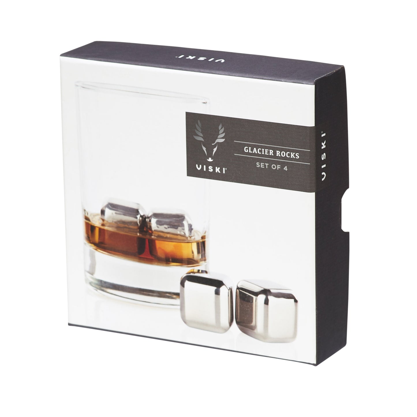 Viski Glacier Rocks Stainless Steel Cube Set of 4
