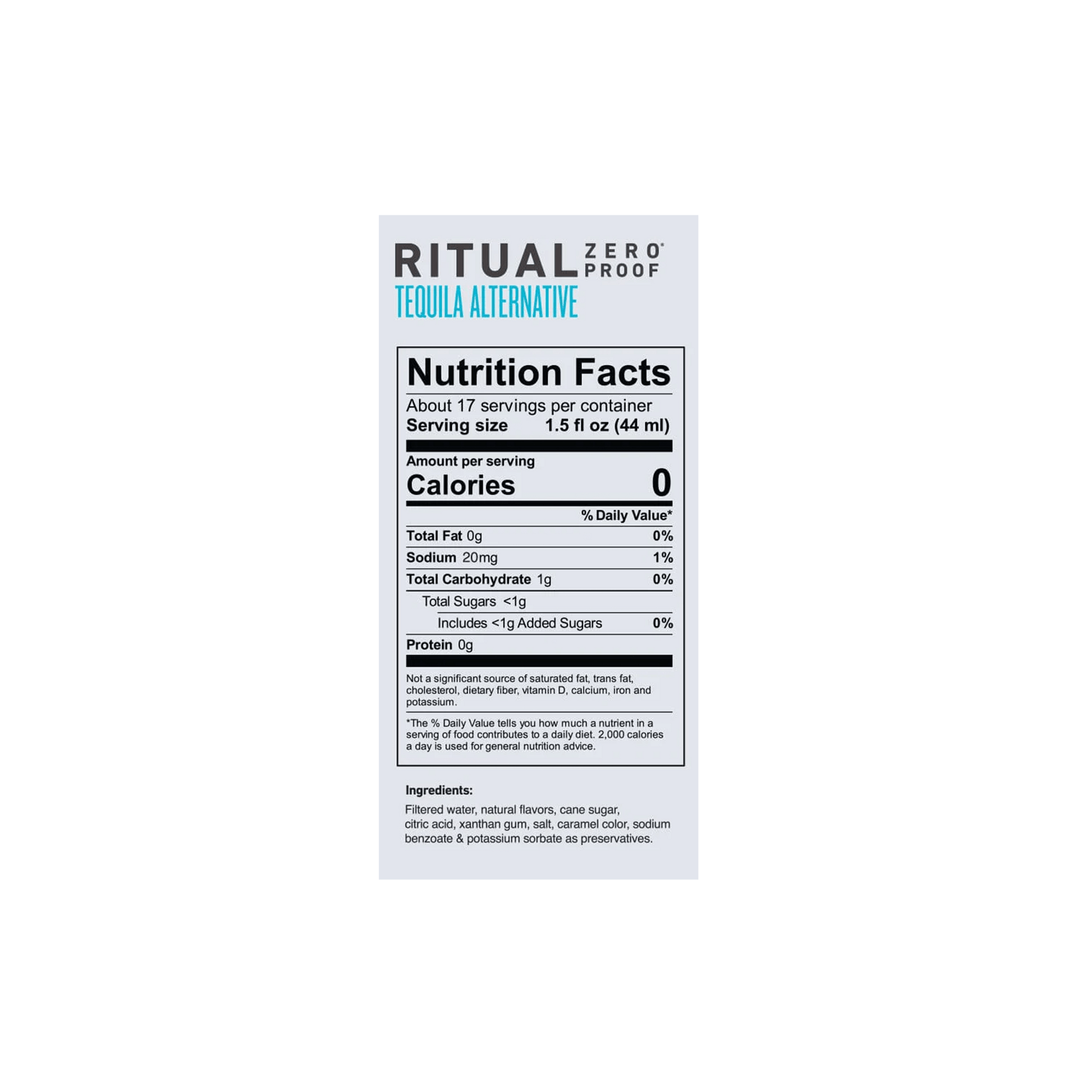 Ritual Tequila Alternative Back label