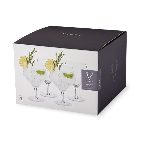 Viski Raye Angled Crystal Gin & Tonic Glasses Set of 4