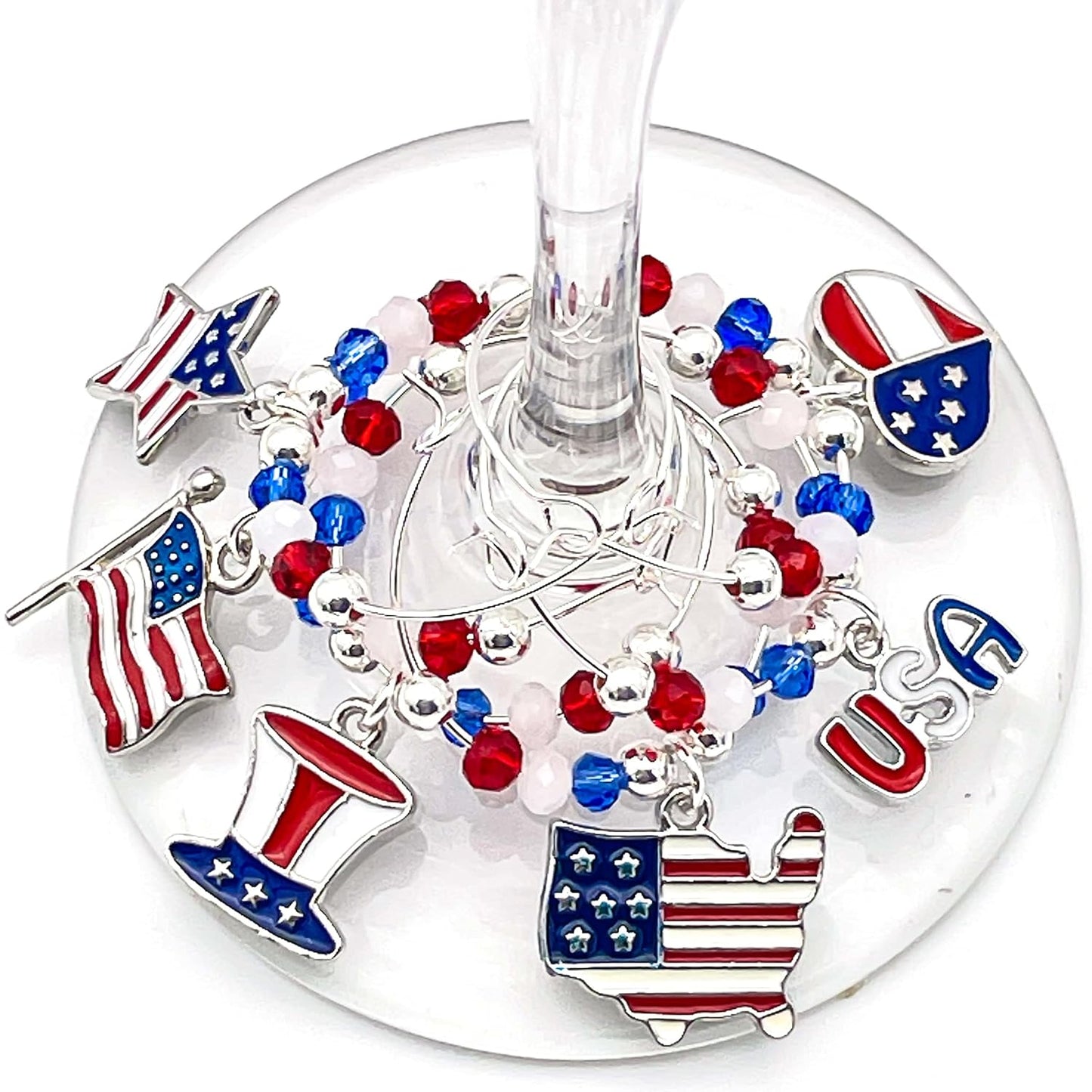 Serendipity USA Wine Charms | Stars and Stripes