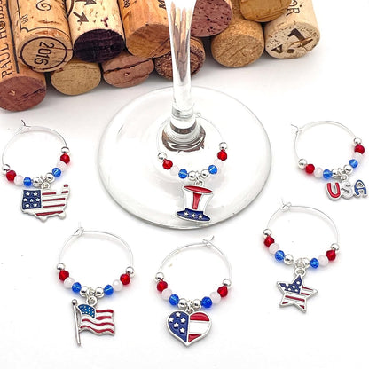 Serendipity USA Wine Charms | Stars and Stripes