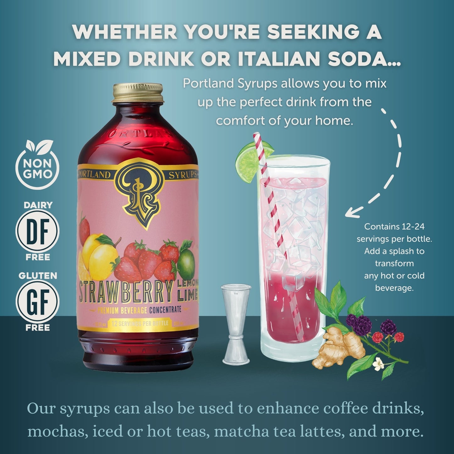 Portland Syrups Strawberry Lemon-Lime Syrup