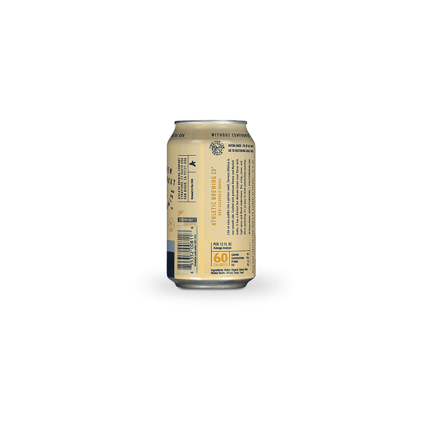 Athletic Brewing Cerveza Atletica can back label