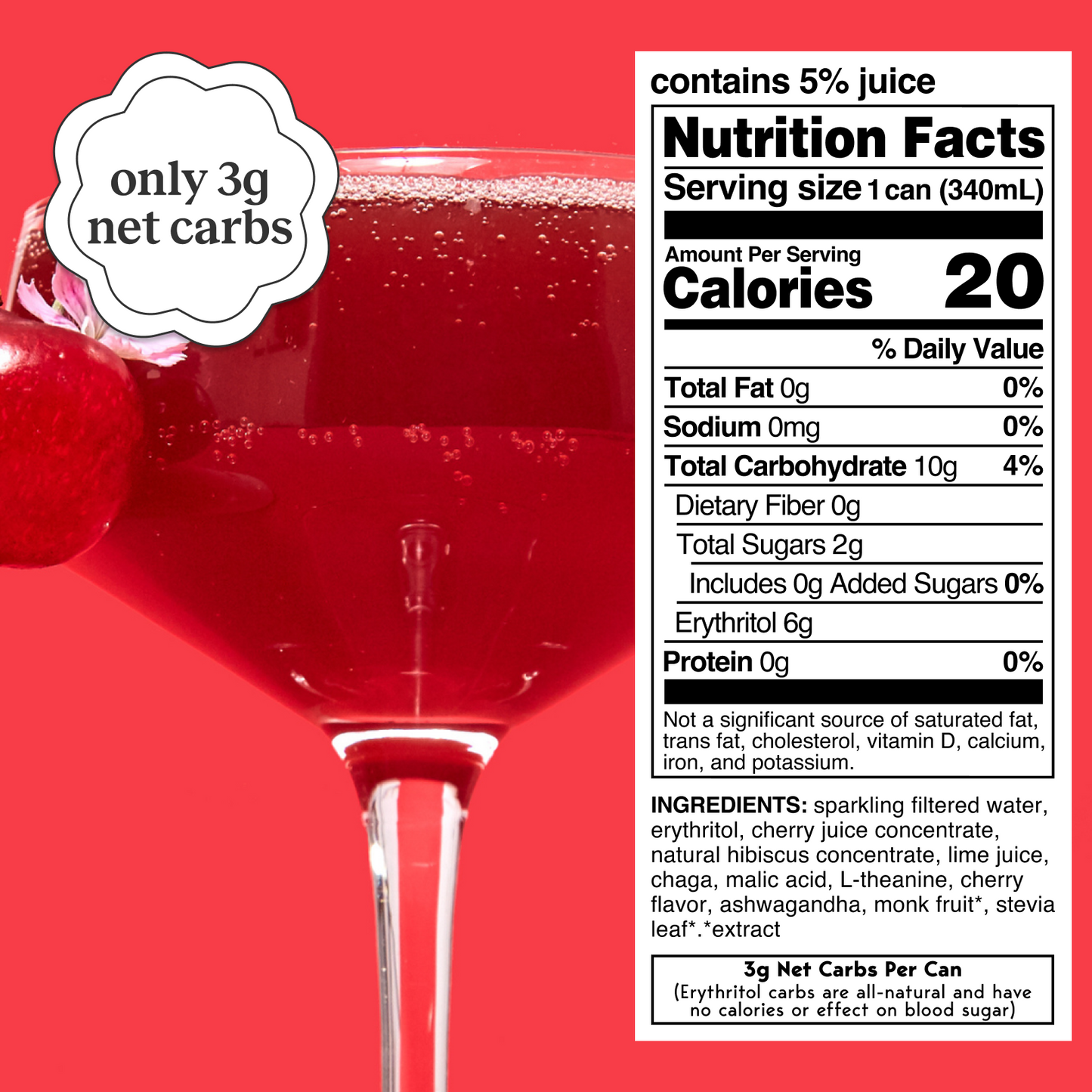 Moment cherry chaga (botanical soda | 12 pack)