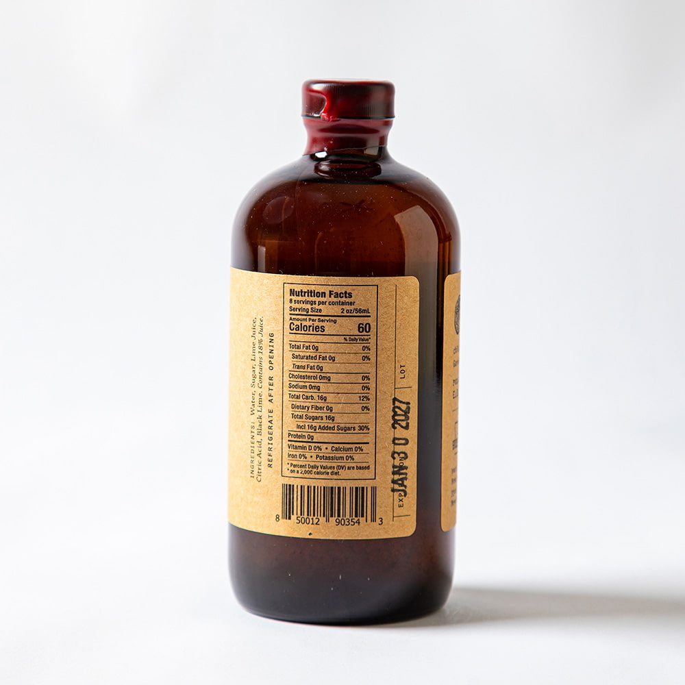 Brown bottle with a label on a white background