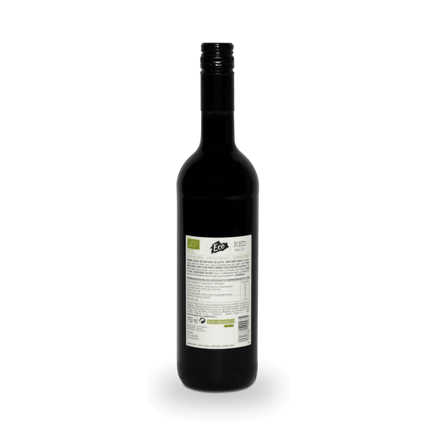 Lussory Organic Non-Alcoholic Merlot Wine Back Label