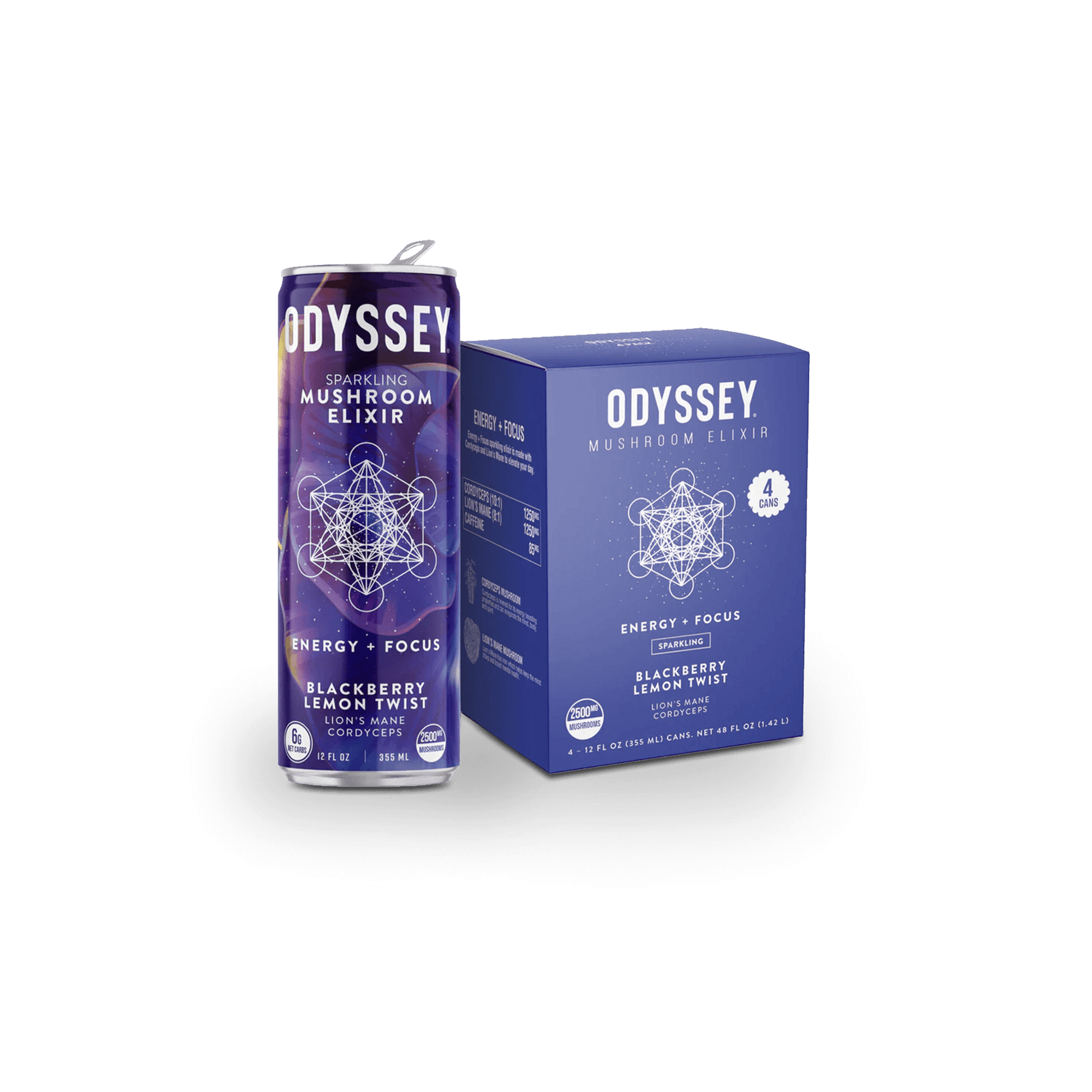 Odyssey Mushroom Elixir | Energy & Focus - Blackberry Lemon Twist Can Pack