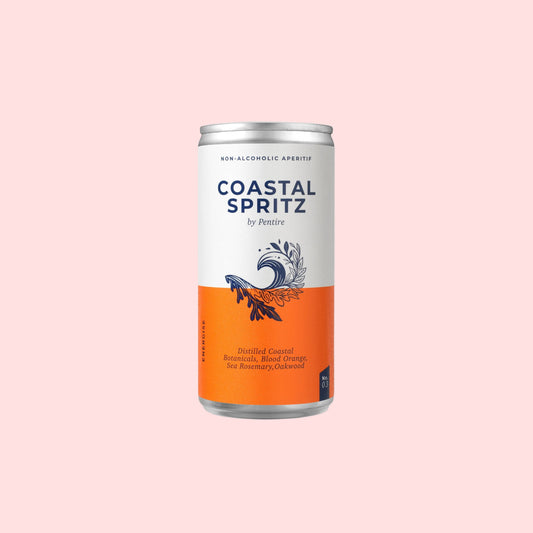 Can of Coastal Spritz on a light gray background