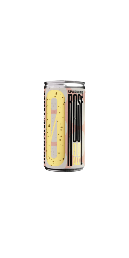 Can of sparkling rose wine on a white background