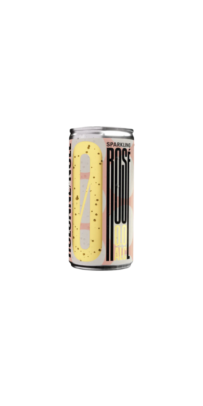 Can of sparkling rose wine on a white background