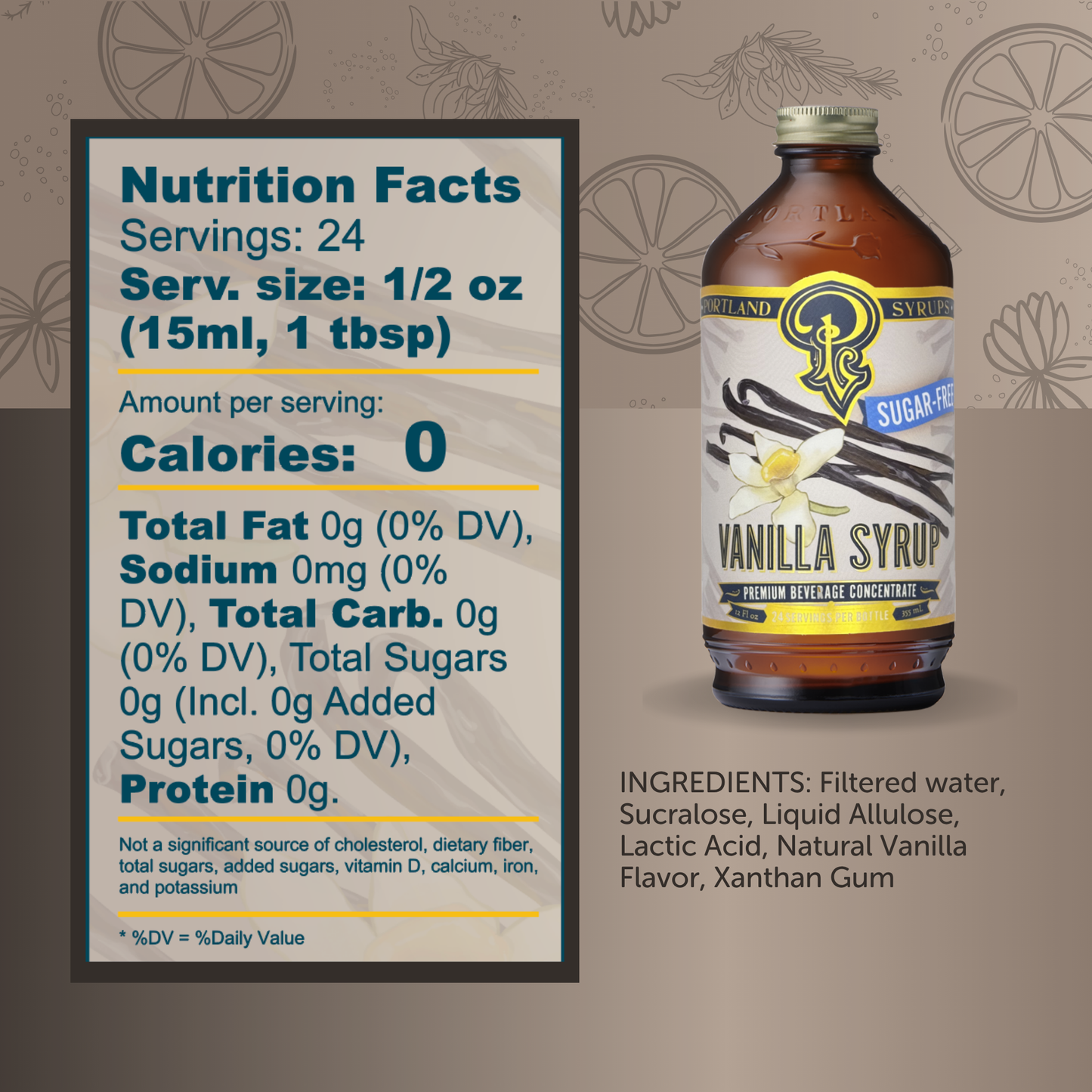 Portland Syrups Sugar Free Vanilla Syrup
