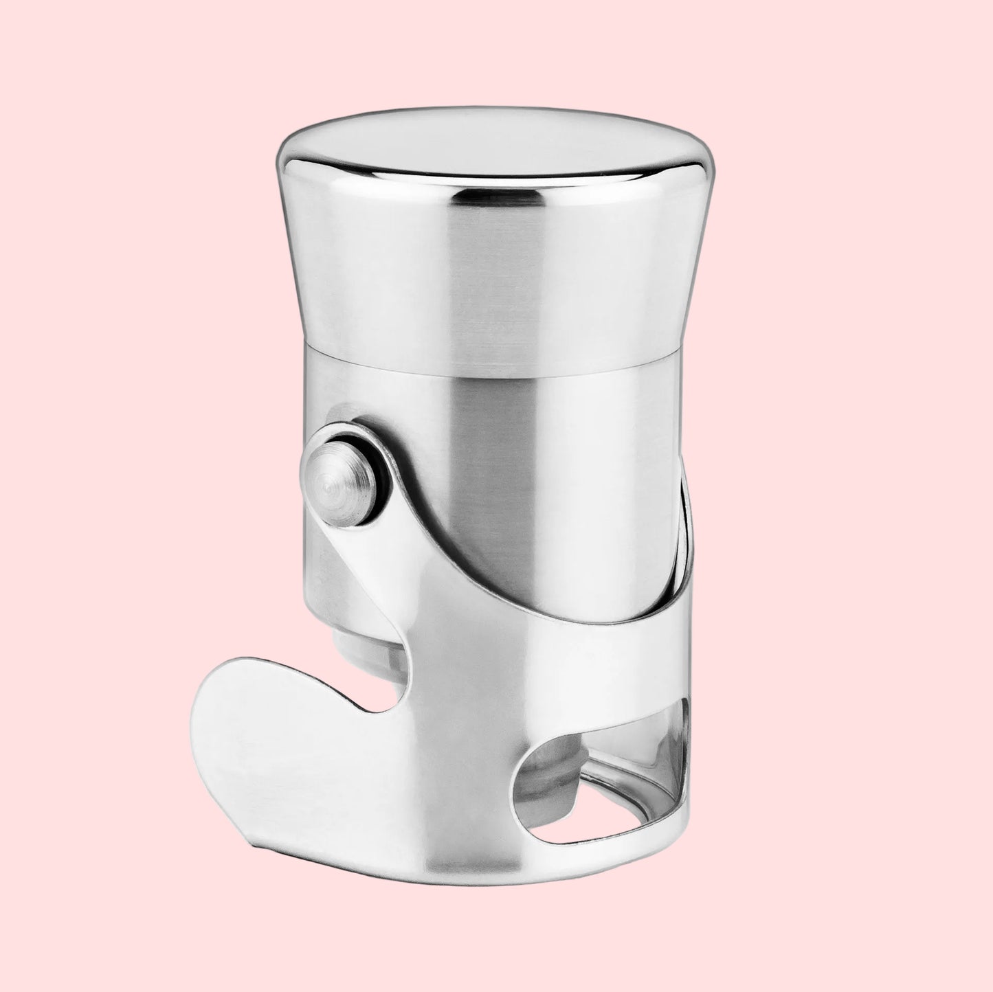 Silver wine bottle opener on a white background