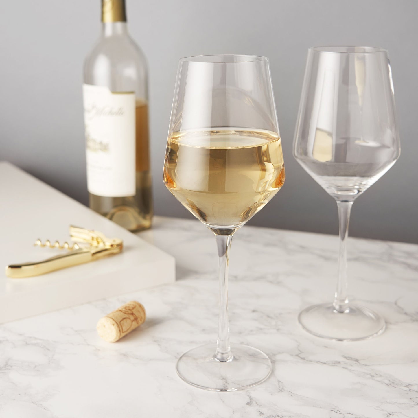 Viski Raye Angled Crystal Chardonnay Glasses Set of 2