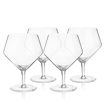 Viski Raye Angled Crystal Gin & Tonic Glasses Set of 4