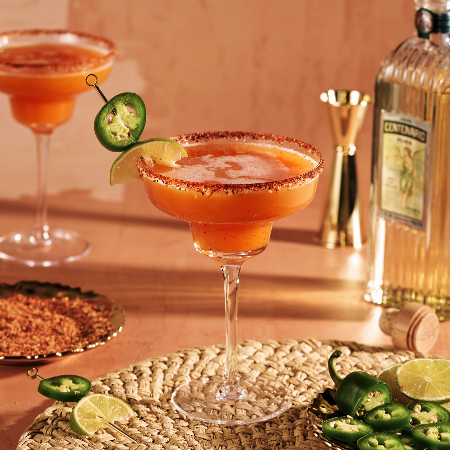 Viski Raye Angled Crystal Margarita Glasses Set of 2