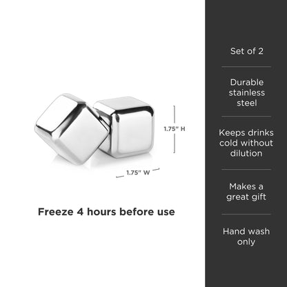 Viski Glacier Rocks Large Stainless Steel Cube Set of 2