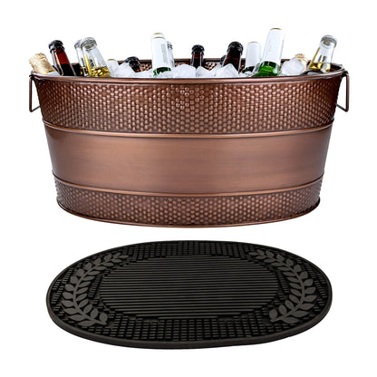 Aspen Metal Beverage Tub with Party Mat Antique Copper | BREKX