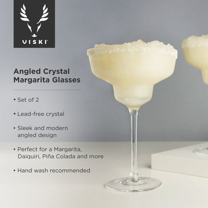 Viski Raye Angled Crystal Margarita Glasses Set of 2