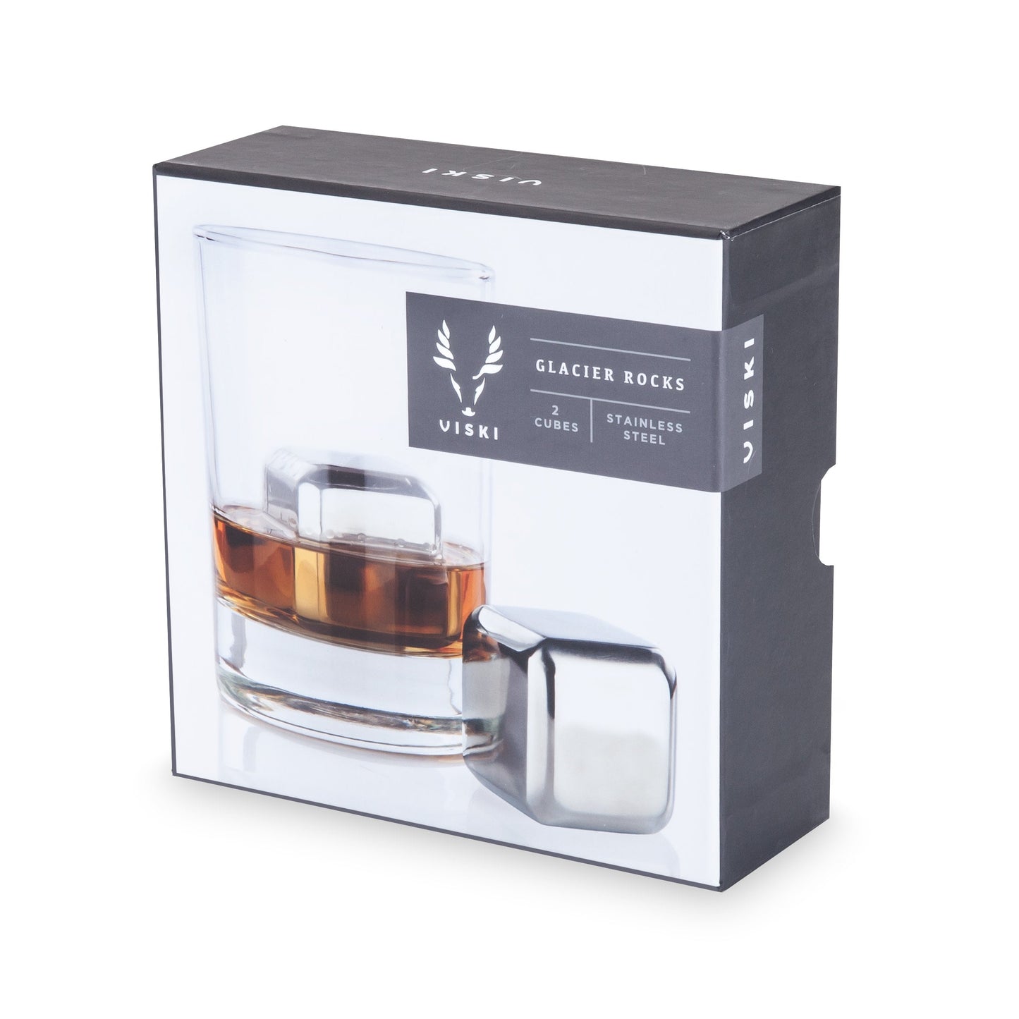 Viski Glacier Rocks Large Stainless Steel Cube Set of 2