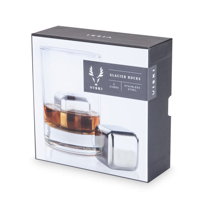 Viski Glacier Rocks Large Stainless Steel Cube Set of 2
