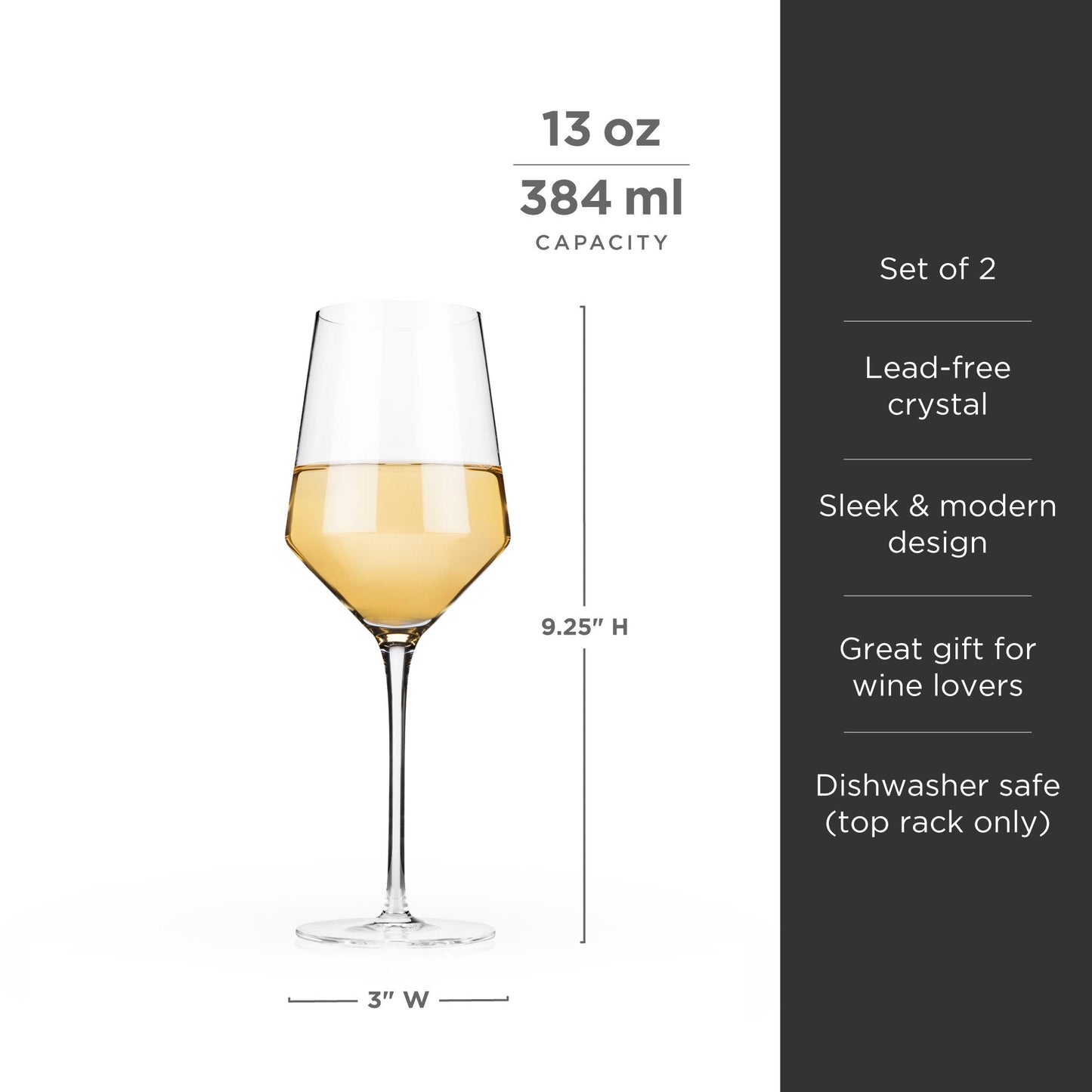 Viski Raye Angled Crystal Chardonnay Glasses Set of 2