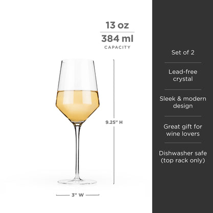 Viski Raye Angled Crystal Chardonnay Glasses Set of 2