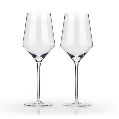 Viski Raye Angled Crystal Chardonnay Glasses Set of 2