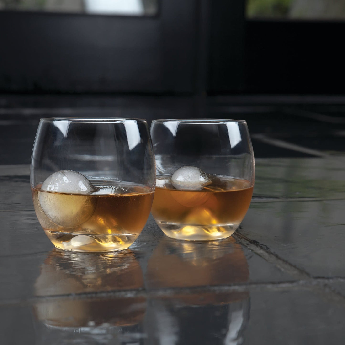 Viski 4-Piece Ice Sphere Mold and Crystal Tumbler Set